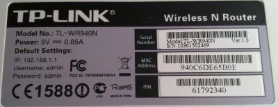 TL-WR940N v1.0 Label